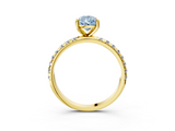 Yellow gold Fancy Blue Pear  Cut Diamond Pavé Band Solitaire with Four-Prong Setting_6