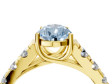 Yellow gold Fancy Blue Pear  Cut Diamond Pavé Band Solitaire with Four-Prong Setting_7