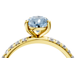 Yellow gold Fancy Blue Pear  Cut Diamond Pavé Band Solitaire with Four-Prong Setting_7