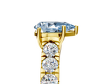 Yellow gold Fancy Blue Pear  Cut Diamond Pavé Band Solitaire with Four-Prong Setting_8