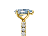 Yellow gold Fancy Blue Pear  Cut Diamond Pavé Band Solitaire with Four-Prong Setting_8