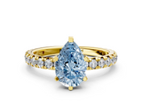 Yellow gold Fancy Blue Pear  Cut Diamond Pavé Band with Four-Prong Setting_20