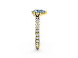 Yellow gold Fancy Blue Pear  Cut Diamond Pavé Band with Four-Prong Setting_22