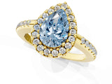 Yellow gold Fancy Blue Pear Cut Diamond Pavé Halo Ring with Four-Prong Setting_37