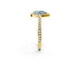 Yellow gold Fancy Blue Pear Cut Diamond Pavé Halo Ring with Four-Prong Setting_38