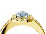 Yellow gold Fancy Blue Pear Cut Diamond Pavé Halo Ring with Four-Prong Setting_40