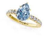 Yellow gold Fancy Blue Pear Cut Diamond Pavé Solitaire Engagement Ring with Four-Prong Setting_123