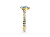 Yellow gold Fancy Blue Pear Cut Diamond Pavé Solitaire Engagement Ring with Four-Prong Setting_124