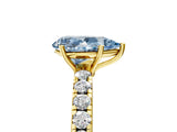Yellow gold Fancy Blue Pear Cut Diamond Pavé Solitaire Engagement Ring with Four-Prong Setting_127