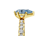 Yellow gold Fancy Blue Pear Cut Diamond Pavé Solitaire Ring with Round Band and Prong Setting_17