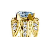 Yellow gold Fancy Blue Pear Cut Diamond Pave Art Deco Split Shank Ring with Four-Prong Setting_5