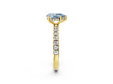 Yellow gold Fancy Blue Pear Cut Diamond Pave Band Solitaire Ring with Four-Prong Setting_60