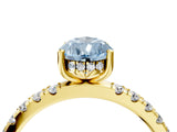 Yellow gold Fancy Blue Pear Cut Diamond Pave Band Solitaire Ring with Four-Prong Setting_62