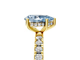Yellow gold Fancy Blue Pear Cut Diamond Pave Band Solitaire Ring with Four-Prong Setting_63