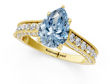 Yellow gold Fancy Blue Pear  Cut Diamond Pave Band with Four-Prong Setting_74