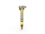 Yellow gold Fancy Blue Pear  Cut Diamond Pave Band with Four-Prong Setting_75