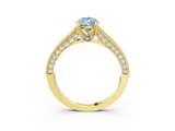 Yellow gold Fancy Blue Pear  Cut Diamond Pave Band with Four-Prong Setting_76