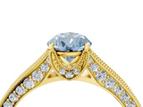 Yellow gold Fancy Blue Pear  Cut Diamond Pave Band with Four-Prong Setting_77
