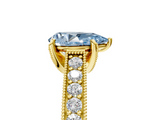 Yellow gold Fancy Blue Pear  Cut Diamond Pave Band with Four-Prong Setting_78