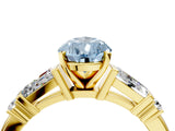 Yellow gold Fancy Blue Pear  Cut Diamond Ring with Baguette Side Stones, Channel Set Band, and Four-Prong Setting_28