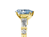 Yellow gold Fancy Blue Pear  Cut Diamond Ring with Baguette Side Stones, Channel Set Band, and Four-Prong Setting_29