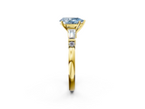 Yellow gold Fancy Blue Pear  Cut Diamond Ring with Baguette Side Stones, Channel Set Band, and Four-Prong Setting_5