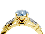 Yellow gold Fancy Blue Pear  Cut Diamond Ring with Baguette Side Stones, Channel Set Band, and Four-Prong Setting_7