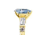 Yellow gold Fancy Blue Pear  Cut Diamond Ring with Baguette Side Stones, Channel Set Band, and Four-Prong Setting_8