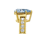 Yellow gold Fancy Blue Pear Cut Diamond Ring with Milgrain Pavé Band and Four-Prong Setting_25