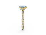 Yellow gold Fancy Blue Pear  Cut Diamond Ring with Pavé Band and Four-Prong Setting_45