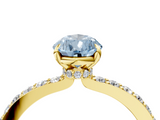 Yellow gold Fancy Blue Pear  Cut Diamond Ring with Pavé Band and Four-Prong Setting_47