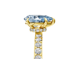 Yellow gold Fancy Blue Pear  Cut Diamond Ring with Pavé Band and Four-Prong Setting_48