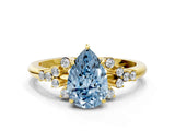 Yellow gold Fancy Blue Pear Cut Diamond Ring with Side Stones and Four-Prong Setting_119