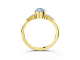 Yellow gold Fancy Blue Pear Cut Diamond Ring with Side Stones and Four-Prong Setting_122