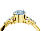 Yellow gold Fancy Blue Pear Cut Diamond Ring with Side Stones and Four-Prong Setting_123