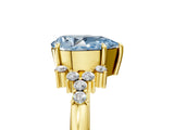 Yellow gold Fancy Blue Pear Cut Diamond Ring with Side Stones and Four-Prong Setting_124