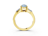 Yellow gold Fancy Blue Pear  Cut Diamond Ring with Tapered Baguette Side Stones in Four-Prong Setting_6