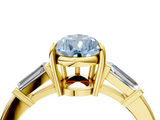 Yellow gold Fancy Blue Pear  Cut Diamond Ring with Tapered Baguette Side Stones in Four-Prong Setting_7
