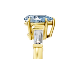 Yellow gold Fancy Blue Pear  Cut Diamond Ring with Tapered Baguette Side Stones in Four-Prong Setting_8