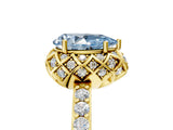 Yellow gold Fancy Blue Pear Cut Diamond Scalloped Halo Engagement Ring with Round Shared Prong Band_17