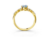 Yellow gold Fancy Blue Pear Cut Diamond Scattered Round Accent Ring with Prong Setting_15