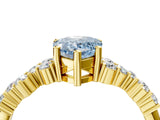 Yellow gold Fancy Blue Pear Cut Diamond Scattered Round Accent Ring with Prong Setting_16