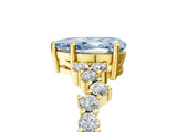 Yellow gold Fancy Blue Pear Cut Diamond Scattered Round Accent Ring with Prong Setting_17