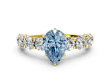 Yellow gold Fancy Blue Pear Cut Diamond Side Stone Engagement Ring with Four-Prong Setting_24