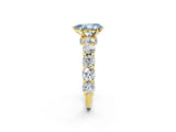 Yellow gold Fancy Blue Pear Cut Diamond Side Stone Engagement Ring with Four-Prong Setting_26