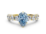 Yellow gold Fancy Blue Pear Cut Diamond Side Stone Engagement Ring with Four-Prong Setting_36