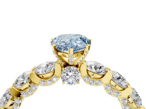 Yellow gold Fancy Blue Pear Cut Diamond Side Stone Engagement Ring with Four-Prong Setting_40