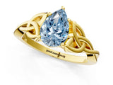 Yellow gold Fancy Blue Pear Cut Diamond Solitaire Celtic Knot Ring with Four-Prong Setting_42