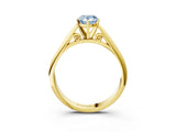 Yellow gold Fancy Blue Pear Cut Diamond Solitaire Engagement Ring with Cathedral Setting and Four-Prong Mount_126