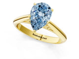 Yellow gold Fancy Blue Pear Cut Diamond Solitaire Engagement Ring with Cathedral Setting and Four-Prong Mount_25